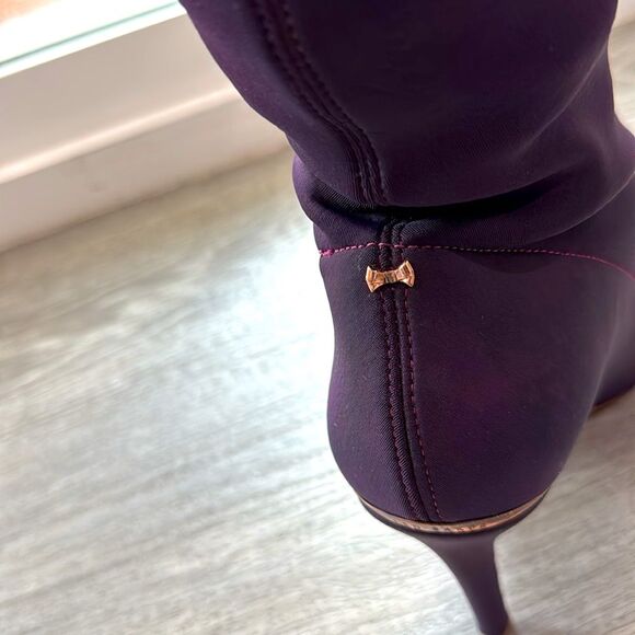 Ted Baker Women’s Heel Bootie Ankle Sock Purple Point Toe Stretch Size 8.5 Sexy - Picture 6 of 8